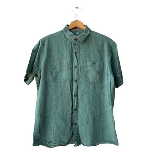 KUHL Boys Linen Blend Shirt Size L Short Sleeve Button Up Outdoor